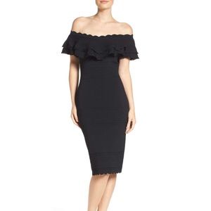 ELIZA J black off the shoulder sheath Dress